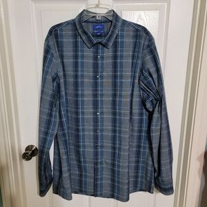 Apt. 9 Blue/White Plaid Button Up Shirt Long Sleeve Men's Size 2 XLT